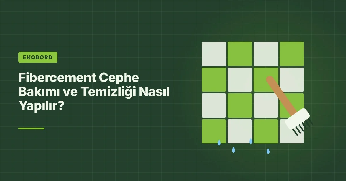 Fibercement cephe bakımı kapsamında yumuşak fırçayla temizlenen dokulu cephe levhası.